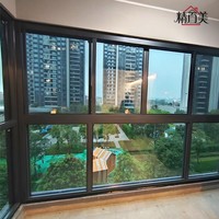 Fenêtre coulissante en aluminium noir mat sur mesure avec rail de drainage, glissière fluide et grande baie vitrée pour balcon et appartement