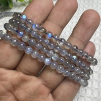 Pulsera de Piedra Lunar Gris de Alta Calidad al por Mayor, Cuentas Redondas de Labradorita de 4/6/8mm con Gran Brillo para Joyería Femenina