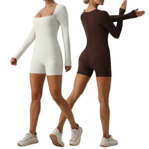 Combinaison de yoga sexy à manches longues avec coussinets de poitrine intégrés, confortable, douce pour la peau, effet push-up, anti-transpiration et séchage rapide pour le sport - Product Image 1