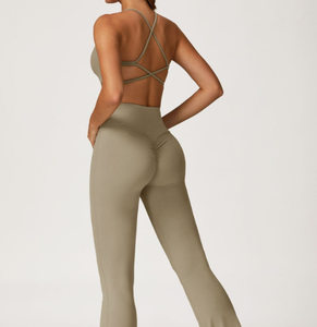 Set Sportivo da Donna 2 Pezzi con Reggiseno e Leggings Svasati Effetto Nudo, Modellanti e Personalizzabili con Logo, Ideali per <span class=keywords><strong>Palestra</strong></span> e Fitness - Vendita all'Ingrosso - Product Image 5