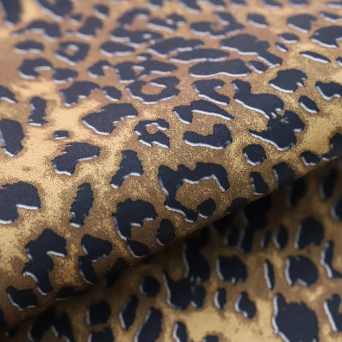 Customized Eco-Friendly 100% Polyester Woven Fabric Animal Print Leopard For Shoe And Bag Material