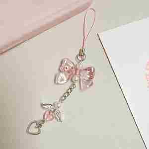 <b>Personality</b> Fashion PVC Lightweight Color Crossing Bow Heart for Phone Pendant <b>Keychain</b> Lanyard Bag Hanging - Product Image 6