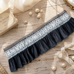 Dentelle décorative en mousseline personnalisée, dentelle plissée blanche de fabrication industrielle, dentelle plissée pour robe - Product Image 1