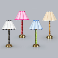Lámpara de Mesa de Bambú Flexible Recargable Moderna, Control Táctil Inalámbrico, Iluminación Interior para Dormitorio, Pantalla de Bambú y Ratán, LED 2700K