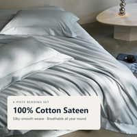 Ensemble de literie sur mesure, tendance, uni, antibactérien, respirant, 100% coton satiné, tissé sur mesure