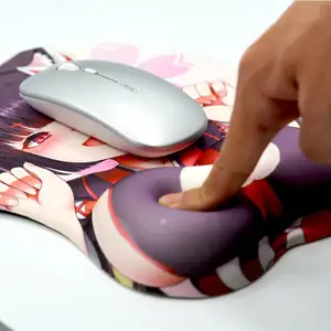 Mousepad ergonômico de gel de silicone, almofada fofa dos desenhos animados 3d de anime