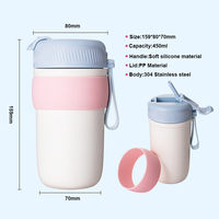 Mug à café isotherme en acier inoxydable Everich personnalisable, sans BPA, design chaud/froid, 450 ml, avec paille et poignée