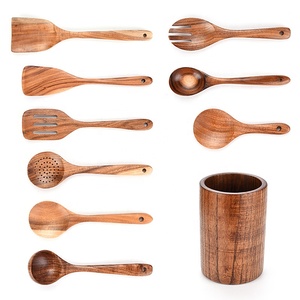 Ensemble d'<span class=keywords><strong>ustensiles</strong></span> <span class=keywords><strong>de</strong></span> <span class=keywords><strong>cuisine</strong></span> <span class=keywords><strong>en</strong></span> <span class=keywords><strong>bois</strong></span> <span class=keywords><strong>de</strong></span> teck naturel, 100% fait à la main, Durable et lisse - Product Image 1