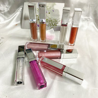 Gloss à lèvres végétalien liquide transparent brillant effet verre, paillettes fines nacrées, couleur gelée, hydratant, effet miroir