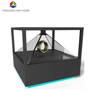 360 grados 3D pirámide holograma pantalla escaparate claro 3D holograma pirámide Holobox reloj vidrio publicidad equipo