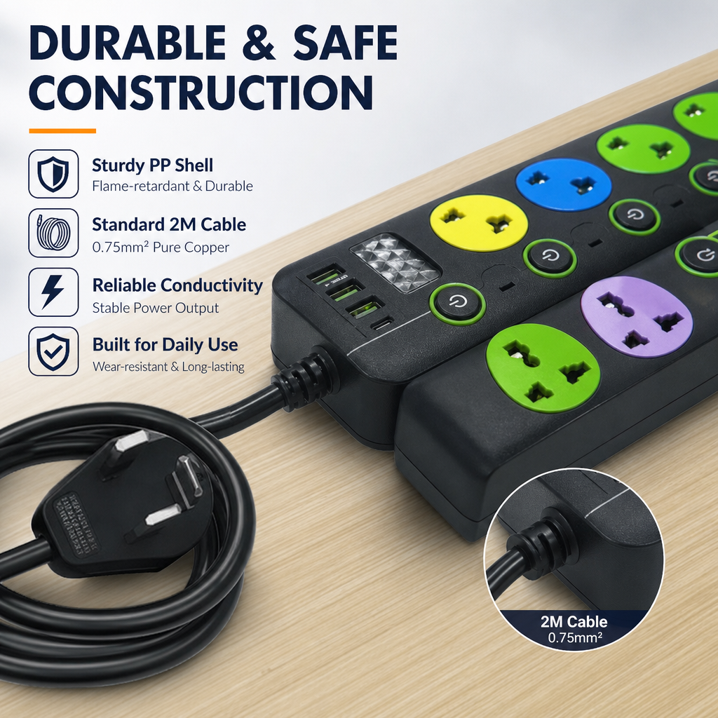 Wholesale Factory Direct Supply Universal 5 Gang AC Receptacle Personal Switches Multi Plug Home Theater Hotel Extension Socket · image 3