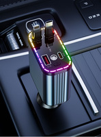 120W USB C éclairage charge rapide 4 en 1 chargeur de voiture rétractable 2 câbles pour voiture universelle lumière ambiante Auto toit étoile lumière