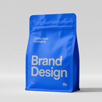 Sachet alimentaire écologique, sachet à fermeture éclair écologique pour grains de café, sachet à 8 côtés avec valve pour thé