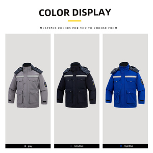 Mùa Đông Ngoài Trời Có Thể Tháo Rời Công Nhân Áo Khoác Với Dải Phản Quang Chống Tĩnh Chống Axit Và Kiềm Làm Hộ Lao động Áo Khoác Với Đội Mũ Trùm Đầu - Product Image 3