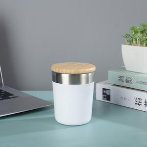 Gobelet en acier inoxydable avec couvercle en bambou écologique, 10 oz, garde les boissons chaudes ou froides pendant des heures, mug de bureau durable - Product Image 2