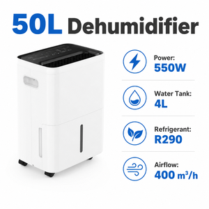 商用 50 升电动塑料除湿机 LED 显示屏 智能压缩机 排水管 湿度调节器 应用程序控制 家用 - Product Image 1