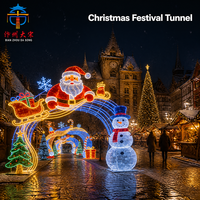 Arco de Linterna Navideña Iluminado Grande con Luces LED de Santa Claus y Muñeco de Nieve para Centros Comerciales y Espacios Públicos