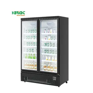 Double Glass Doors Supermarket Refrigeration Equipment Commercial Display Chiller Cooler With Wheels