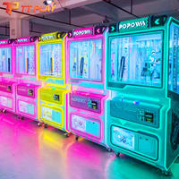 POPOWA English Pushing Mystery Blind Box Crane Machine avec accepteur de billets à monnayeur métallique et prix multicolores