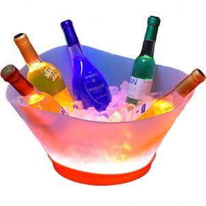 Seau à glace pour champagne et vin, personnalisé avec logo, 12L, rechargeable, LED RGB changeant de couleur, incassable, pour bar et boîte de nuit - Product Image 1