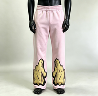 Pantalon de jogging décontracté rose à jambe large pour homme, avec cordon de serrage, imprimé numérique, poches en coton, anti-plis