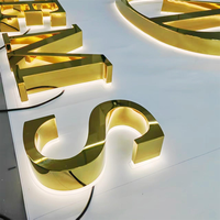 Letras de Canal Metálicas 3D Personalizadas con LED Dorado, Impermeables, de Ahorro de Energía, para Logotipos de Negocios, Tiendas, Decoración de Autos