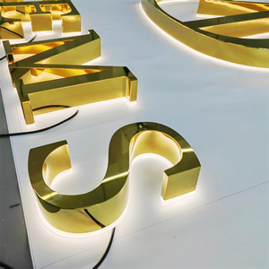 Tùy chỉnh vàng LED ánh sáng signage cho cửa hàng kinh doanh phía trước kim loại biểu tượng kênh chữ dẫn đăng ký 3D Backlit Logo trong nhà - Product Image 2