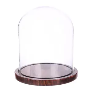 hot sale custom hand made clear decorative borosilicate glass dome with LED for flower