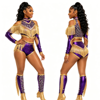 Uniforme de majorette personnalisé à franges dorées motif léopard, 3 pièces, découpé, manches longues, pour compétition et scène, couleur personnalisée OEM