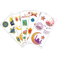 Décoration personnalisée Ramadan Kareem, fournitures de fête islamique musulmane, cadeau pour enfants, 10 pièces, nouveaux autocollants de tatouage temporaire Eid Mubarak