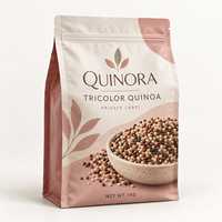 Sac d'emballage personnalisé pour quinoa tricolore, pochette alimentaire à soufflet latéral pour céréales avec impression de marque privée et grande capacité