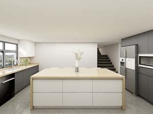 Sistema de Gabinetes de Cocina de Lujo Personalizados con Puertas de Vidrio y Luces LED de Fábrica en Foshan - Product Image 5