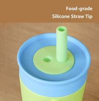 Termo Infantil Personalizado al por Mayor para la Escuela, Vaso de Viaje de Acero Inoxidable de 12 oz con Tapa Antiderrames y Pajita Flexible