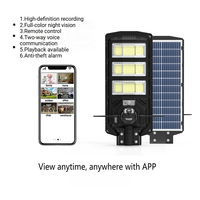 Farola Solar de 600W ABS+PC SMD2835 6000K con Control Remoto y Cámara de Seguridad V380 de 4MP, Garantía de 2 Años