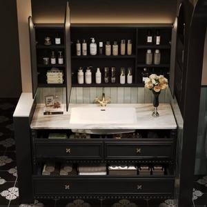 Retro paint bathroom cabinet natural luxury stone seamless basin bathroom washbasin washbasin cabinet combination - Product Image 5