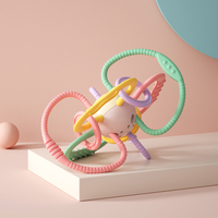 Vente en gros de jouets de dentition souples et biologiques pour bébés, nouveau design sans BPA avec personnages d'animaux, en silicone de qualité alimentaire personnalisé pendant 0 à 12 mois