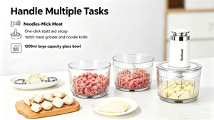 Picadora de Carne Eléctrica Eficiente con 3 Recipientes, Separación de Carne Cruda y Cocida, Ideal para Cortar, Mezclar Masa, Ayudante de Cocina - Product Image 2