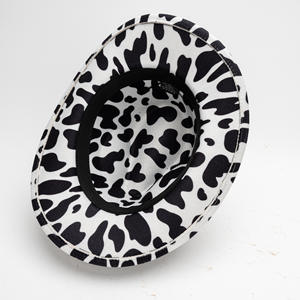 Chapeau Jazz Style Euro-Américain à Imprimé Vache pour Hommes, Chapeau de Soleil Printemps en Mélange de <span class=keywords><strong>Laine</strong></span> avec Bord Courbé pour l'Équitation et les Fêtes en Plein Air - Product Image 4