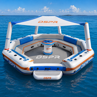 Plateforme flottante gonflable sur mesure avec auvent d'ombrage pour la location en resort et les sports nautiques
