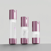 Botol Pompa Airless Silinder 15ml 30ml 50ml Bahan ABS AS PP untuk Kemasan Lotion Krim Bentuk untuk Pembersih Wajah Logo Custom