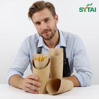 Gobelets à collation en papier kraft brun personnalisables avec logo pour restauration rapide – Durables et réutilisables pour frites et chips