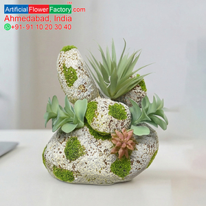Décoration de table en pierre zen artificielle, style jardin de roches moderne, arrangement de succulentes en résine, décoration de bureau haut de gamme - Product Image 5