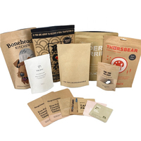 Sachets en papier kraft écologiques thermosoudés sur 3 côtés, recyclables, avec logo noir imprimé, petits sachets de 5 grammes