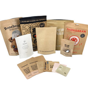 पर्यावरण के अनुकूल 3 पक्ष गर्मी सील क्राफ्ट पेपर बैग पुनरावृत्ति काले लोगो मुद्रित छोटे 5 ग्राम कागज पाउच - Product Image 6