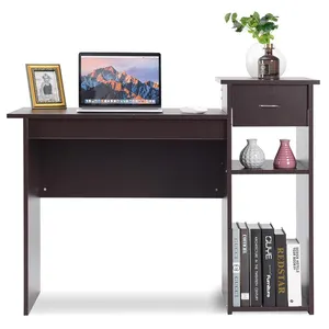 Negro CASA MESA con gabinete de vuelos de escritorio con espacio de almacenamiento escritorio de la computadora - Product Image 1