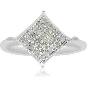 Jewelspaark 0.21 Ct Natural White Round Diamond Square <b>Ring</b> 925 Sterling <b>Silver</b> Micro Pave Engagement Women's - Product Image 1