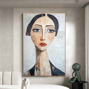 Contemporary Abstract Portrait Canvas Art <b>Print</b> <b>Framed</b> Oil Painting Hand Painted Indoor Wall Decor - Product Image 4