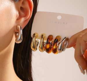 Pendientes de Estrella en Forma de C de Resina Marrón Maillard Chapados en Oro Vintage, Moda 2025, para Fiestas, Tendencia para Mujer - Product Image 4