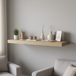 Estante Flotante de Pared de Roble, 31.5x9.3x1.5 Pulgadas, Estante de Exhibición de MDF para Sala de Estar, Diseño Minimalista - Product Image 2