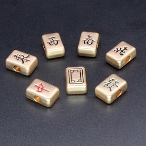 Jincan oro antiguo mate Cloisonne esmalte goteo aceite mano cadena aleación joyería accesorios Mahjong Big Hole Bead 023 - Product Image 1